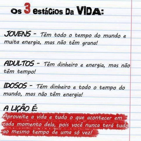 Estágios da vida...