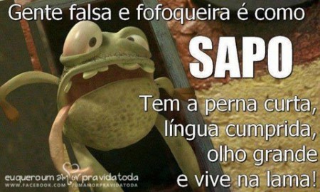Gente falsa e fofoqueira é como SAPO, tem a perna curta e a língua cumprida...