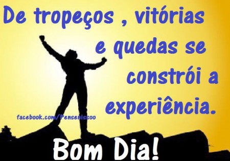 De tropeços, vitórias e quedas se constroi a esperiência.